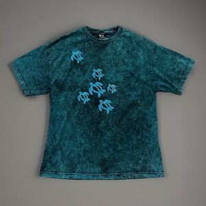 Blue Hawaiian Sea Turtle Motif Graphic T-Shirt Size XL Men's Casual Summer Beach